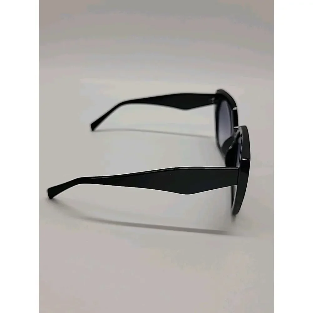 White House Black Market WHBM Women Sunglasses Black Cat Eye Geometric With Case